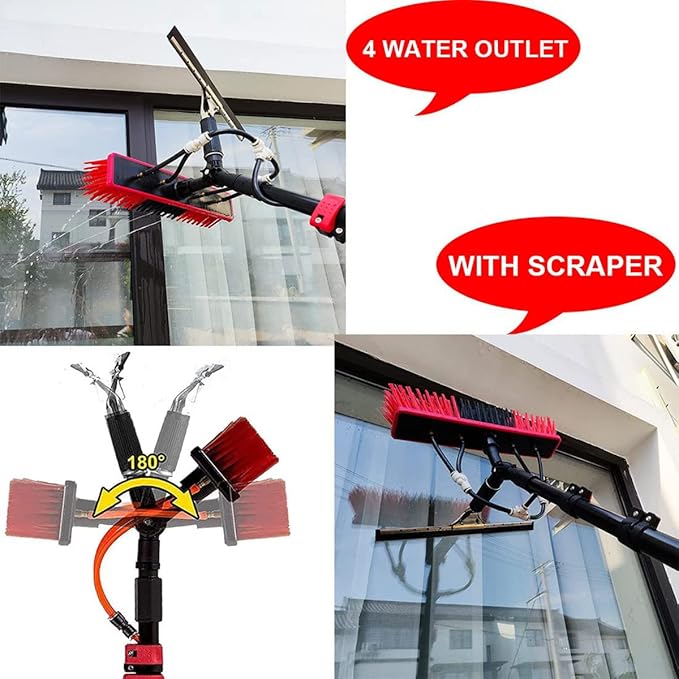 Cleaning Brush, Water Fed Telescopic Brush with Extension Pole 3.6m-10.8m, High-Altitude Window Cleaning Brush, for Outdoor Washing Equipment Tool 5.4m/18ft (3.6m/12ft)