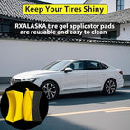 2 Pack Tire Shine Applicator Pads, Reusable Tire Dressing Applicator Sponge, Curved Tire Gel Applicator Forms with Lid, Yellow Tire Applicator Pads for Car Cleaning Detailing