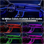 Interior Car LED Lights with Wireless APP/RF Remote Control, RGB 6 in 1 Ambient Lighting Kit with 315 Inches Fiber Optic,16 Million Color Neon Strip Inside Sync to Music,Car Decorations Accessories