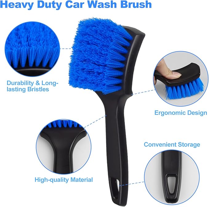 NIKCOSMK Wheel Brush, Wheel & Rim Cleaner Brush, Tire Brush, Wheel Cleaning Brush, Bendable & Durable Car Wheel Brush Set, Car Detailing Brushes, Wheel Brushes for Cleaning Wheels