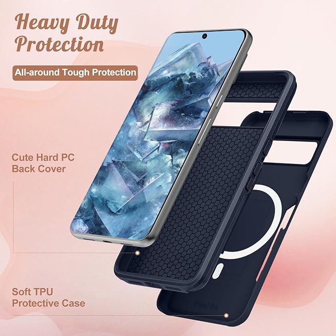 for Google Pixel 8A Case 6.1 Inch - Compatible with MagSafe Women Girls Cute Magnetic Protective Cover Kawaii Girly Blue Butterfly Heavy Duty Shockproof Design for Google Pixel 8A Phone Cases