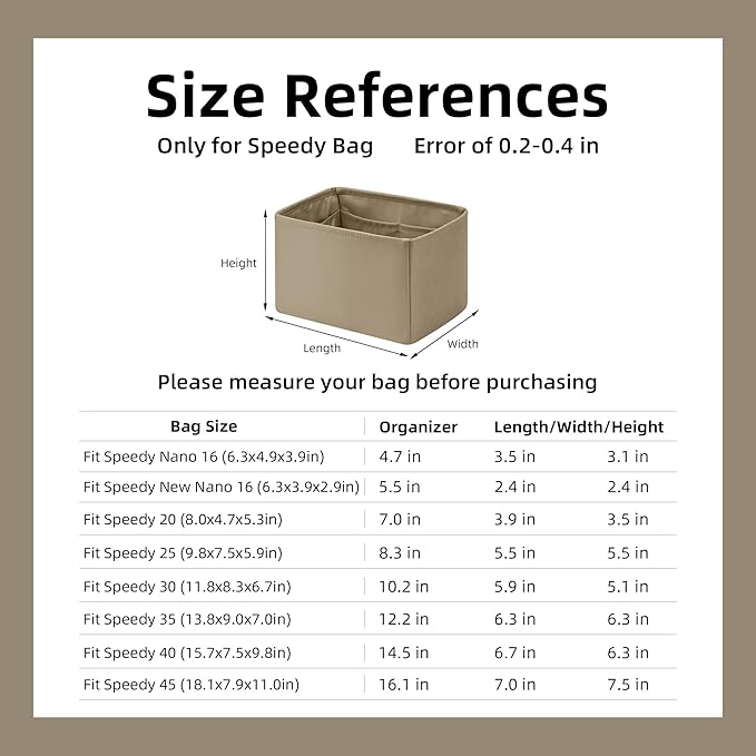DGAZ Silk Purse Organizer Insert Fits LV Speedy 16/20/25/30/35/45 bags，Silky Smooth Bag Organizer，Luxury Handbag & Tote Shaper（Etoupe grey，SP45）