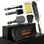 8PCS Car Wheel Brush kit,Wheel Cleaner Brush, Microfiber Cleaning Cloth,Soft Bristle Rim Brush,Tire Polishing Application Pad,Drying Towel.Tire Cleaning Brush Kit for Trucks, Cars, RVs
