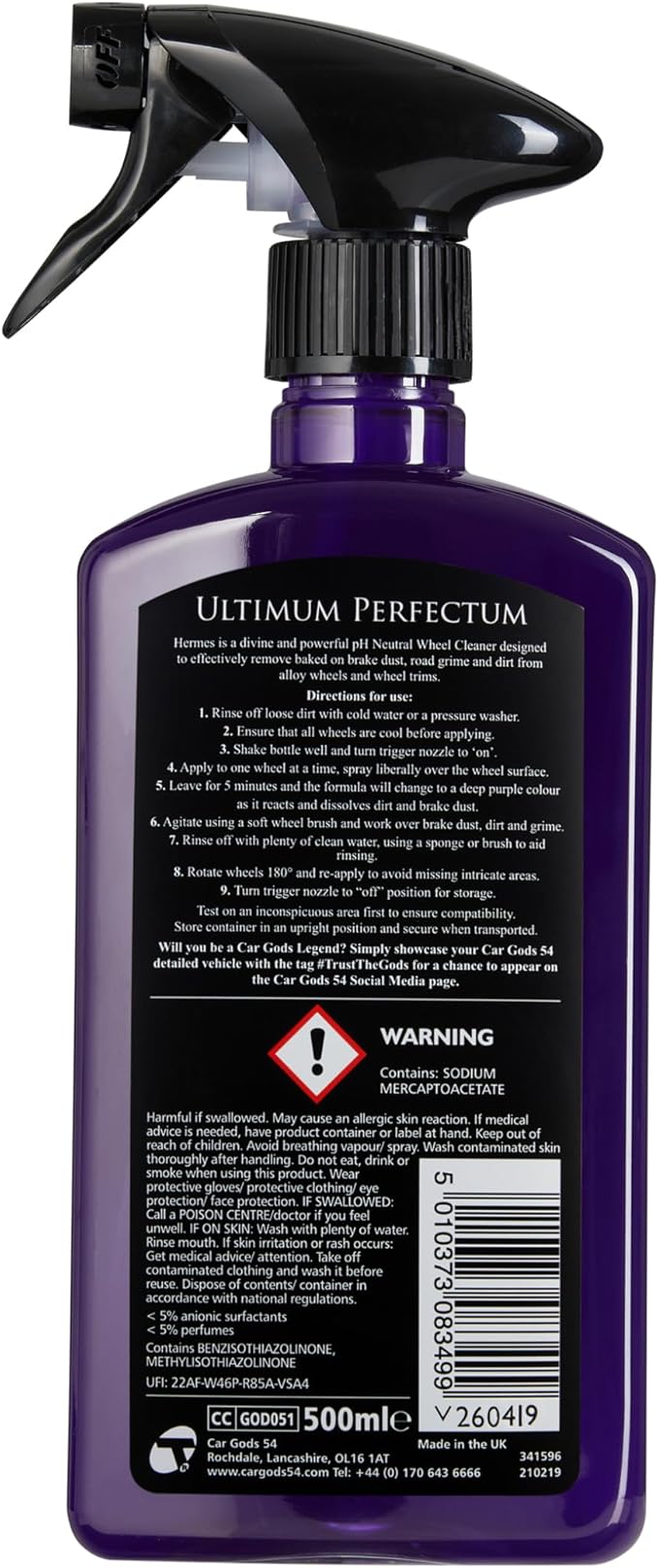 Car Gods Acid Free Color Changing Alloy Wheel Perfection Cleaner, Removes Iron Splinters, Grime and Brake Dust, 17 Fl Oz