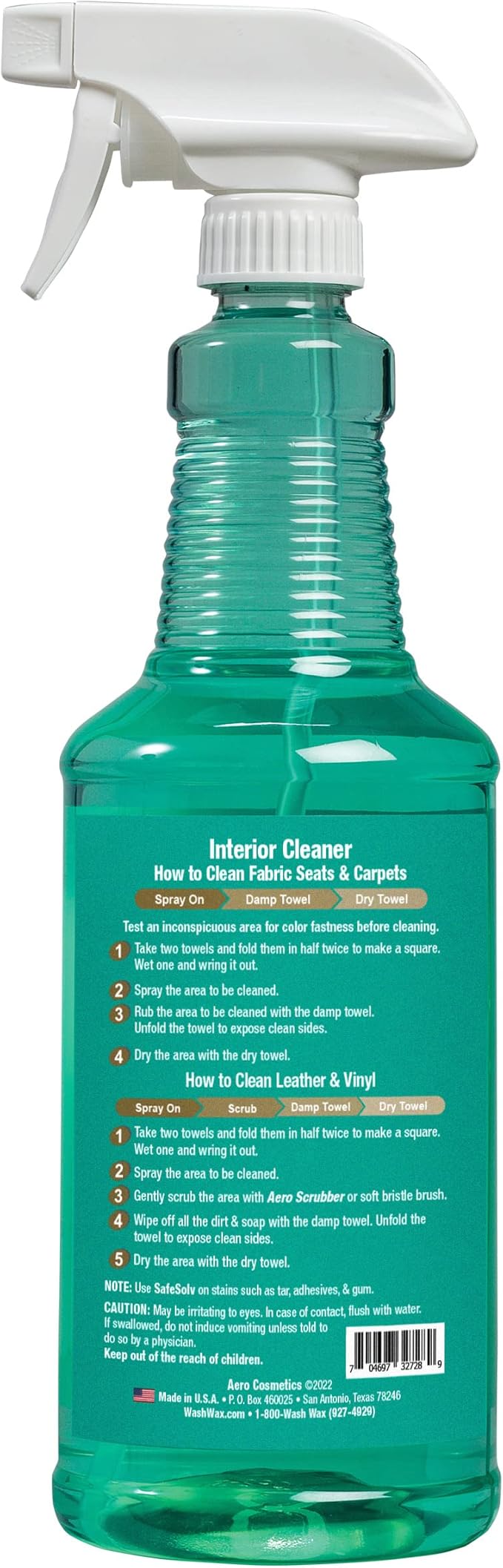 Aero Cosmetics Interior Cleaner, Carpet Cleaner, Seat Cleaner, Fabric Cleaner, 32 Fl oz. Aircraft Quality for Car, RV, & Aircraft, Meets Boeing and Airbus Specs