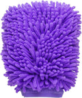 HARFINGTON Chenille Microfiber Car Wash Mitts 10" x 7.5" Scratch Free Wash Gloves Absorbent Double Sided Plush Cleaning Drying Mitts for Car Washing Home Clean Purple
