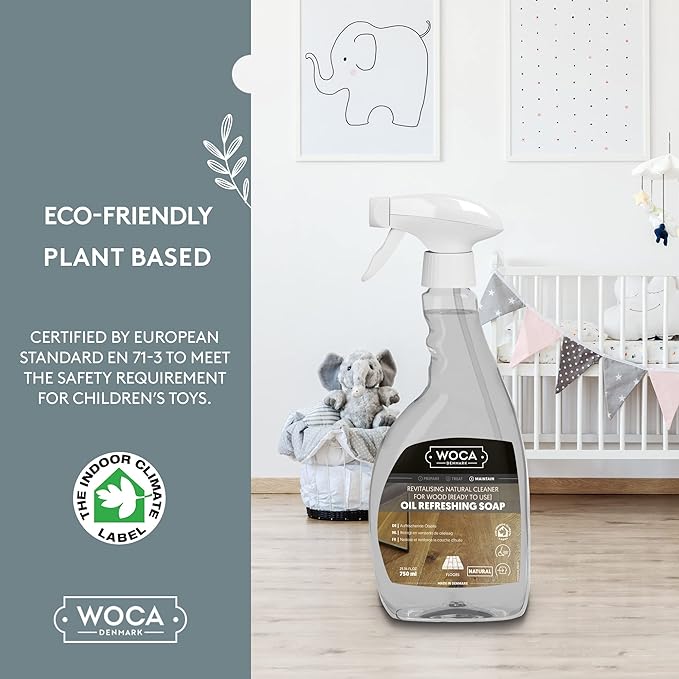 WOCA Denmark Oil Refreshing Soap Spray Natural – Ready-to-Use Cleaner & Rejuvenator for White Oiled Wood Floors | Plant-Based, Food Contact Safe | Cleans, Re-oils, Protects & Maintains Matte Finish