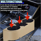 ZIMISI Car Cup Holder, PU Leather Auto Front Console Gap Filler Organizer, Multifunctional Cup Drink Holder, Car Seat Gap Filler Storage Box, Coin Bucket, Cell Mobile Phone Holder (Beige)