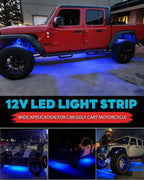 12V Led Light Strip Connectable 24Inch Blue Led Strip Lights for Car Golf Cart Motorcycle Boat Truck Cabinet Waterproof Led Light Strip,4Pack