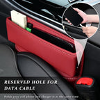 Kewucn Car Seat Gap Organizer, Adjustable Leather Front Seat Gap Filler Storage Box, Multifunctional Auto Console Side Pocket Organizer for Phone Glasses Key Card, Car Accessories (Red)