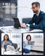 CAFELE 100W Multi Charging Cable, 6-in-1 Retractable USB C/A Cable, 5A Fast Charger Cord for Multiple Devices with Type C/L/Micro Ports for Phone 17 16 15 14 Pro Max, S24/S23, MBook, Pad (4.3ft) White