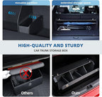 Car Trunk Organizer, Leather Trunk Organizer with LED Light Car Storage Box with Lid and Push-pull Handle Organizer Trunk Storage for SUV, Trunk, Minivan (Black, 40.5 x 11.4 x 12.2in)