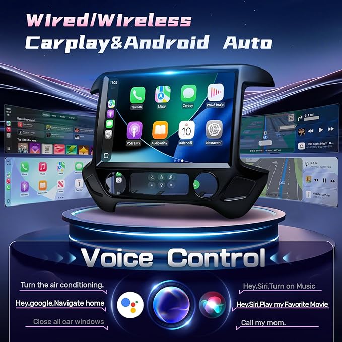 13.1 Inch 8 Core Car Radio for Chevy Silverado GMC Sierra 2014-2018 5Ghz WiFi IPS Touch Screen Silverado Stereo Wireless CarPlay Android Auto BT GPS FM/RDS Backup Camera MIC 4+64G,Black