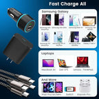 S24 S25 Ultra Charger Type C, SCRUAK 45W PPS Super Fast USB-C Wall/Car Charger for Samsung Galaxy S25 Ultra/S25+/S25/S24 Ultra/S24+/S23/S22/S20/Note 20/Note 10+(with 2X 6.6FT 5A Type C Cable)