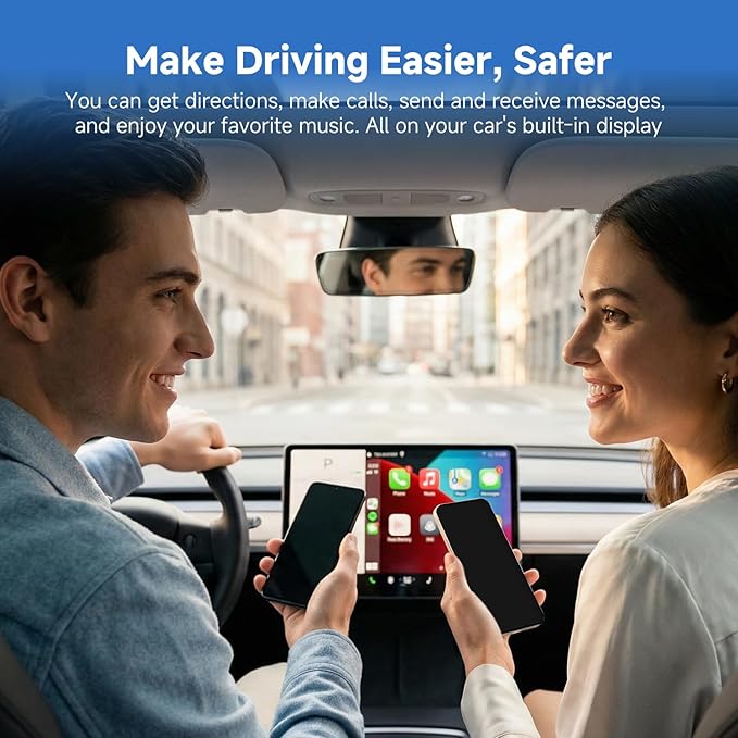 D7 2-in-1 Wireless CarPlay & Android Auto Mini Adapter, Alloy Shell, Compatible with 2016+ Factory-installed Wired CarPlay/Android Auto Vehicle, Plug & Play Car Play Dongle for iPhone & AndroidPhone