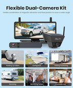 AUTO-VOX 2 Solar Wireless Backup Camera System: 7.2” 1080P HD Monitor, 3-Min Quick Installation for Wider Rear & Trailer View, IP69K Waterproof Back Up Camera for Truck, RV, Camper, Horse/Boat Trailer