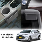 2PCS Cup Holder Storage Box for Toyota Sienna 2021-2026 Gear Shift Insert Organizer Tray Pockets Cup Groove Storage Multifunction Box(Gray)