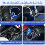 Car Hub Docking Station for Honda Civic 2022 2023 2024 2025 2026 11th gen USB Type-C Fast Charger Hub (4-in-1) Auto Interior Centre Console LED Ambient Light Accessories Decoration Phone Adapter