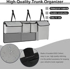 UYYE Trunk Hanging Organizer, Backseat Storage Bag, Collapsible Car Interior Accessories with 4 Pockets & 2 Mesh Pouches for Tools, Provide More Storage Trunk Space for SUV, Jeep, MPVs (Light Grey)