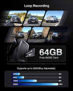 FAIMEE 4K Dash Cam Front and Rear with GPS, Upgraded 5.8G WiFi, Dual Dash Camera for Cars, Night Vision, WDR, 160°Wide Angle, 24H Parking Monitor, Emergency Lock, 3" IPS Screen