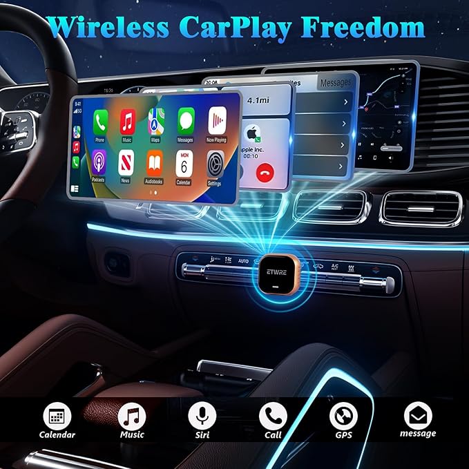 Wireless CarPlay Adapter 2026 Upgrade, 2-in-1 CarPlay Wireless Adapter for Apple iPhone & Android Auto, Mini Plug & Play Dongle Converts Wired to Wireless CarPlay, USB & Type-C（CP888）