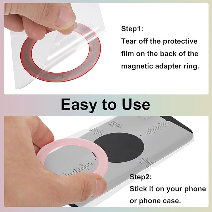 uxcell Magnetic Adapter Ring, 2Pcs Magnetic Sticker Ring ABS Universal Magnet Wireless Charging Conversion Kit for Mobile Phone Case Wireless Charger, Pink