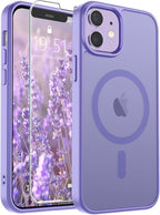 SUPFINE Magnetic for iPhone 12 Mini Case & iPhone 13 Mini Case (Compatible with MagSafe) (Military Grade Drop Protection) Slim Translucent Matte Shockproof Phone Cover,Purple | Magnetic, Slim, Translucent, Matte