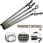 4 PCS Car LED Strip Lights, 5050-15SMD High Brightness Flexible Lamp Strips, IP67 Waterproof 12V DC Bulb with Back-Adhesive, Universal Ambient Lighting for Cars Motorcycles Boats (White)