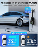 EVDANCE Level 2 EV Charger 24Amp 240V - NEMA 10-30P Charging Station, 25FT Cable for Home/Garage, J1772 Electric Vehicles & Adjustable Current (10-24A) (for J1772(Non-Tesla Evs), NEMA 10-30 Plug)