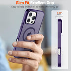 SUPFINE Magnetic for iPhone 16 Pro Case (Compatible with MagSafe) (Military Grade Drop Protection) Slim Translucent Matte Shockproof with Anti-Fingerprint Phone Case,Dark Purple