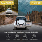 Fitcamx Front 2K+Rear 1080P Dash Cam Adapts for Land Rover Defender 90 110 130 2020-2026 (L663), OEM Style, 2 Channel HD Video, Built-in WiFi & APP, Loop Recording, G-Sensor, Easy to Use, 64GB Card