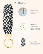 WEESMILE Keychain Wristlet, Stretchy Key Chain for Car Keys with D ring, Cute Scrunchie Wrist Bracelet for Women Men