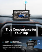 EWAY Wireless WiFi Magnetic Backup Camera 7" IPS Monitor HD 1080P Rechargeable Battery No Wiring - Rear View Reverse Monitoring Hitch Camera for Car Truck Pickup RV Camper 5th Wheel Horse Boat Trailer