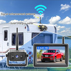 YEOIZO Wireless Backup Camera for Trucks, Solar Magnetic, Portable, No - Drill, No - Wire, 3 Min Easy Install, Night Vision, Rechargeable with 5" HD Monitor Systems for Car, Small RV, Camper, Trailer
