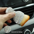 zipelo Auto Interior Dust Brush, Car Detailing Cleaning Brush with Diamond, Bling Handle Soft Bristles Dusting Tool, Scratch Free Dirt Clean Brushes for Vehicle Dashboard, Air Conditioner Vent (White)