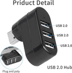 USB 3 Port Expander Splitter YACSEJAO 2PCS 180° Degree Rotatable USB 2.0 1 to 3 Hub for Flash Drive Mobile HDD PC Laptop Notebook and More