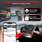 4G LTE Dash Cam with Live Streaming, Car Vandalism Surveillance Security Camera with Dual 155° Front & 180° Inside Camera, GPS Tracking, Radar Detect, G-Sensor, OBD II, 24/7 Parking Monitor