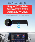 Qi2.2 Max 25W Fast Wireless Car Charger Phone Holder for 2021-2026 Nissan Rogue/2020-2025 Sentra/2019-2025 Altima 8-Inch Screen, Magnetic Phone Mount Compatible with MagSafe