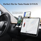 Laptop Phone Holder, Magnetic Phone Stand 15W Fast Wireless Charger for MagSafe for iPhone 17/16/15/14/13/12 & All Phones for Tesla (Black)