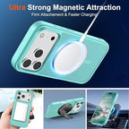 SUPFINE Magnetic for iPhone 17 Pro Case (Compatible with MagSafe)(Military Grade Drop Protection) Translucent Matte Shockproof with Anti-Fingerprint Phone Cover,Blue Green