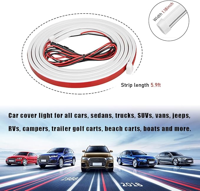 Ohleats 71 Inch Car Hood Light Strip, Exterior Flexible Daytime LED Running Light, Waterproof Auto LED Strip Light with Dynamic Scan Start-up Effect, Car Accessories for SUV Truck (White)