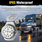 2PCS Turn Signals Bracket Watermelon Light, 17 LED Dual Revolution Amber Turn Signal and Marker to Blue Auxiliary Marker Lights with Watermelon Light Mounting Plate for Trailer Heavy Trucks