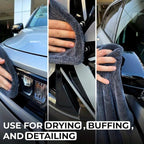 1200GSM Microfiber Car Drying Towel, Double-Twist Loop, Ultra-Absorbent, Quick-Dry, Lint- & Streak-Free, Scratch-Safe, for Car Wash & Detailing (1 Pack) (Dark Grey, 16" x 24")