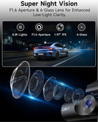 Dash Cam Front and Rear, 2.5K+1080P+1080P 3 Channel Dash Cam with 32GB Card, Wi-Fi Dash Camera for Cars, G-Sensor, Night Vision, 24H Parking, Loop Recording, 1.97”IPS, Support 256GB