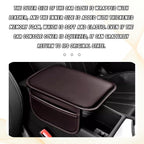 Car Center Console Cover, Leather Comfort Armrest Cover with 2 Storage Bag, Interior Car Accessories Universal Car Arm Rest Cover Pad for Car Decoration and Storage, Fit for Most Vehicle (Brown)