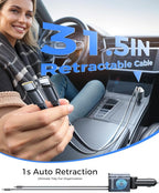 Upgraded SUPERONE Retractable Car Charger, [Ultra-Compact] 6-Port Car Charger USB C, iPhone Car Chargers Fast Charging with USB C & Apple Cable, RV Power Adapter for iPhone 17/16/15/14/13/12