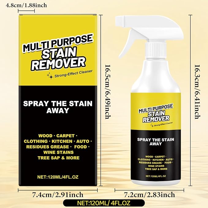 2Pcs Multi-Purpose Stain Remover, All Purpose Cleaner Spray, Powerful Cleaner Kitchen Multi-purpose Foam Cleaner Spray for Kitchens, Floors, Toilets and Cars (120ML)