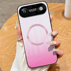 Guppy Compatible with iPhone Air Magnetic Case, with Full Camera Lens Protector [Compatible with MagSafe] Scratch Resistant Gradient Glass Back Cover Phone Case-Pink