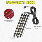 Car LED Strip Light, 48 LEDs RGB Neon Interior Atmosphere Lights, 12V Under Dash Ambient Night Light, USB Port Auto Interior Decorative Lamp, Universal Car Accessories (Orange-Yellow)