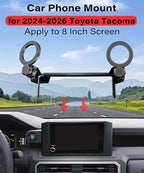 Magnetic Car Phone Mount for 2024 2025 2026 Toyota Tacoma Accessories, for MagSafe Strong Magnets Cell Phone Holder 8-Inch Screen Cradles, with Portable Phone Gripper 360° Rotation